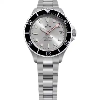 Ratio FreeDiver Sapphire Stainless Steel Silver Sunray Dial Automatic RTF048 200M Men's Watch