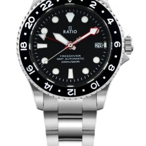 Ratio FreeDiver GMT Series Sapphire Stainless Steel Black Dial Automatic RTF051 200M Men's Watch