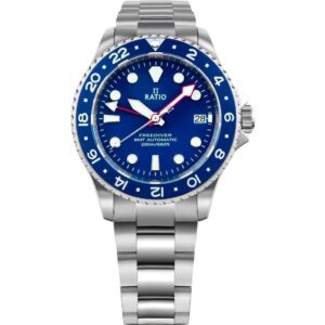 Ratio FreeDiver GMT Series Sapphire Stainless Steel Blue Dial Automatic RTF053 200M Men's Watch