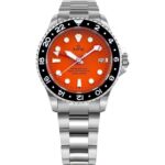 Ratio FreeDiver GMT Series Sapphire Stainless Steel Orange Dial Automatic RTF055 200M Men's Watch