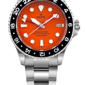 Ratio FreeDiver GMT Series Sapphire Stainless Steel Orange Dial Automatic RTF055 200M Men's Watch