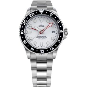 Ratio FreeDiver GMT Series Sapphire Stainless Steel White Dial Automatic RTF057 200M Men's Watch