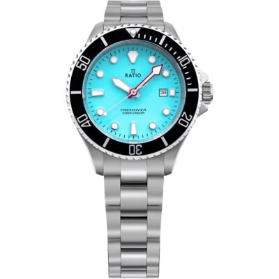 Ratio FreeDiver Sapphire Stainless Steel Ice Blue Dial Quartz RTFL807 200M Women's Watch