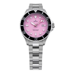 Ratio FreeDiver Sapphire Stainless Steel Candy Pink Dial Quartz RTFL809 200M Women's Watch