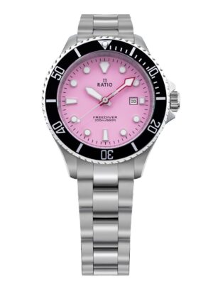 Ratio FreeDiver Sapphire Stainless Steel Candy Pink Dial Quartz RTFL809 200M Women's Watch