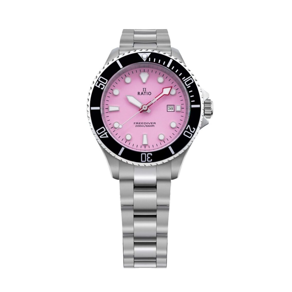 Ratio FreeDiver Sapphire Stainless Steel Candy Pink Dial Quartz RTFL809 200M Women's Watch