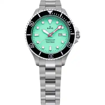 Ratio FreeDiver Sapphire Stainless Steel Green Dial Automatic RTFL835 200M Women's Watch