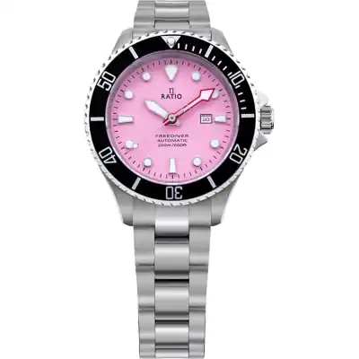 Ratio FreeDiver Sapphire Stainless Steel Candy Pink Dial Automatic RTFL839 200M Women's Watch