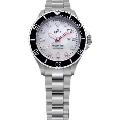Ratio FreeDiver Sapphire Stainless Steel White Mother Of Pearl Dial Automatic RTFL841 200M Women's Watch
