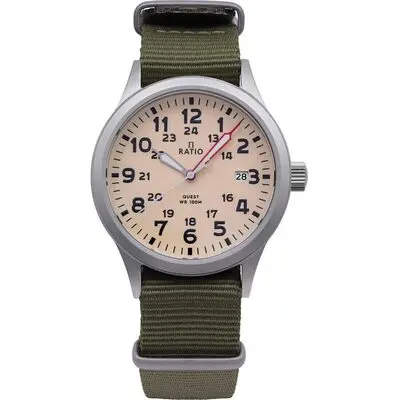 Ratio Quest Men's Field Watch Sapphire Nylon Strap Quartz RTQ011 100M Lewis And Clark Edition
