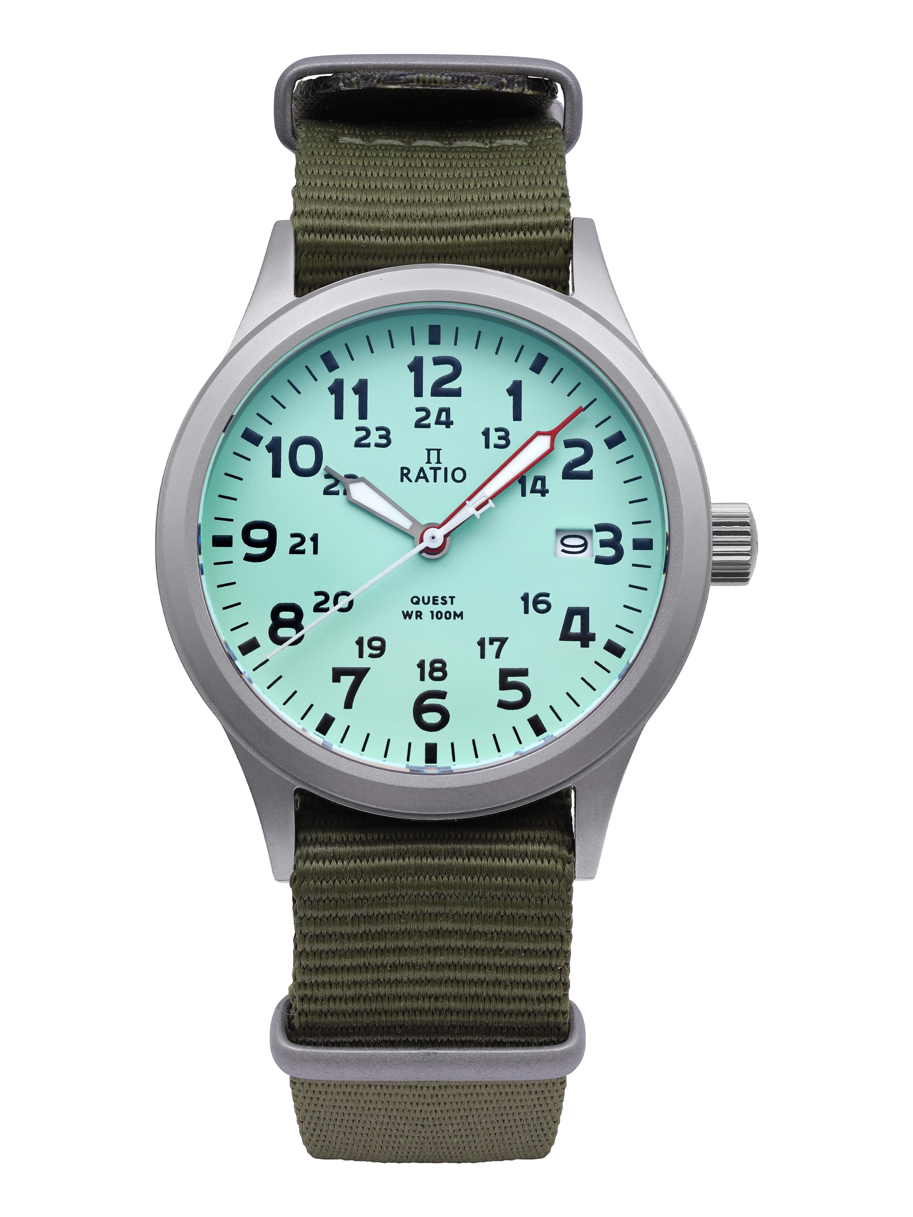 Ratio Quest Men's Field Watch Sapphire Nylon Strap Quartz RTQ015 100M Lewis And Clark Edition