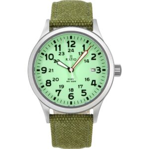 Ratio Quest Men's Field Watch Sapphire Canvas Strap Quartz RTQ021 100M Lewis And Clark Edition