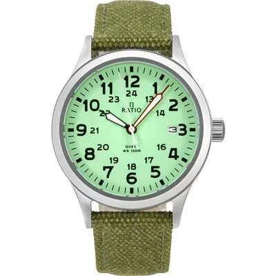 Ratio Quest Men's Field Watch Sapphire Canvas Strap Quartz RTQ021 100M Lewis And Clark Edition