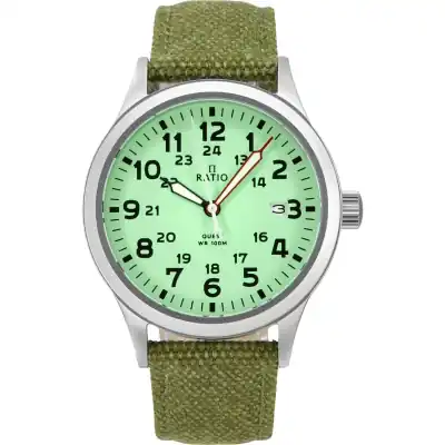 Ratio Quest Men's Field Watch Sapphire Canvas Strap Quartz RTQ021 100M Lewis And Clark Edition