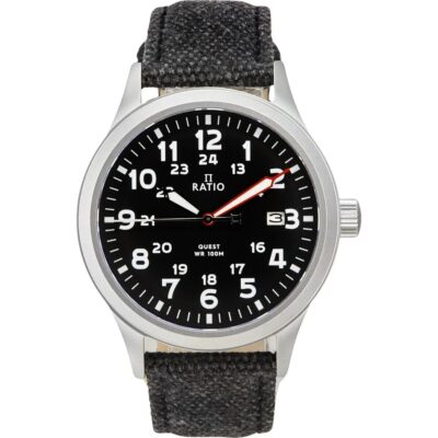 Ratio Quest Men's Field Watch Sapphire Canvas Strap Quartz RTQ023 100M Lewis And Clark Edition