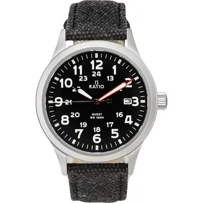 Ratio Quest Men's Field Watch Sapphire Canvas Strap Quartz RTQ023 100M Lewis And Clark Edition