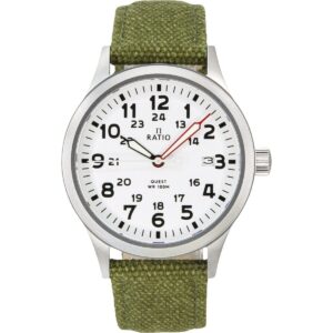 Ratio Quest Men's Field Watch Sapphire Canvas Strap Quartz RTQ027 100M Lewis And Clark Edition