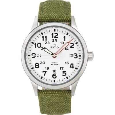 Ratio Quest Men's Field Watch Sapphire Canvas Strap Quartz RTQ027 100M Lewis And Clark Edition