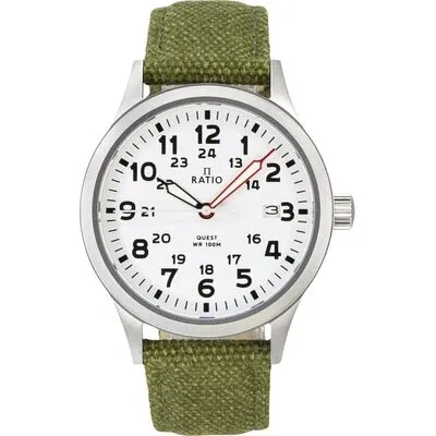 Ratio Quest Men's Field Watch Sapphire Canvas Strap Quartz RTQ027 100M Lewis And Clark Edition