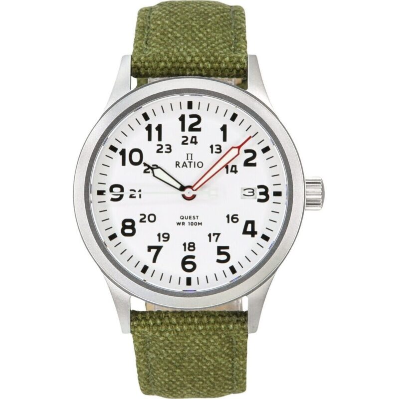 Ratio Quest Men's Field Watch Sapphire Canvas Strap Quartz RTQ027 100M Lewis And Clark Edition Ratio Quest Men's Field Watch Sapphire Canvas Strap Quartz RTQ027 100M Lewis And Clark Edition