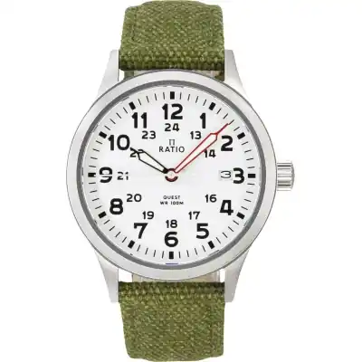 Ratio Quest Men's Field Watch Sapphire Canvas Strap Quartz RTQ027 100M Lewis And Clark Edition