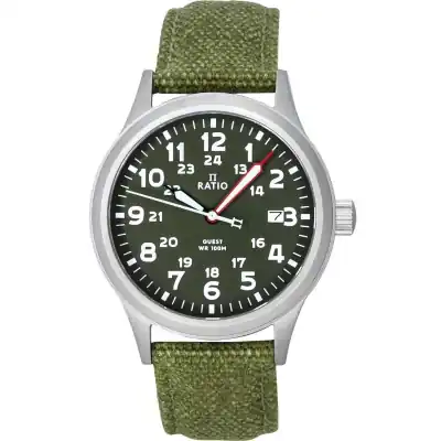 Ratio Quest Men's Field Watch Sapphire Canvas Strap Khaki Green Dial Quartz RTQ029 100M Lewis And Clark Edition Ratio Quest Men's Field Watch Sapphire Canvas Strap Khaki Green Dial Quartz RTQ029 100M Lewis And Clark Edition