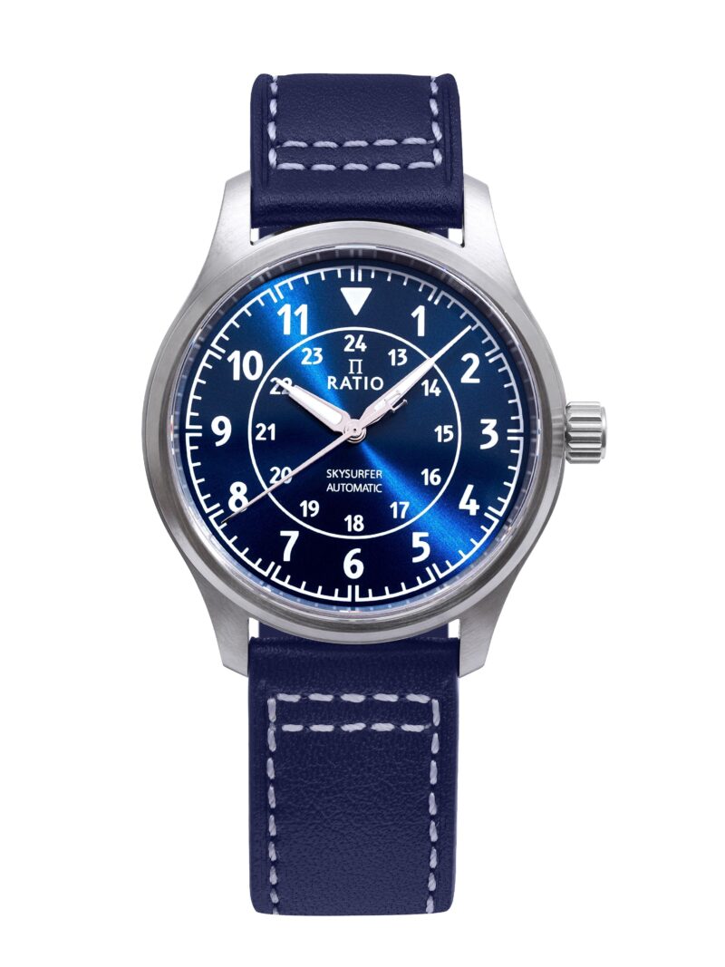 Ratio Skysurfer Pilot Blue Sunray Dial Leather Automatic RTS309 200M Men's Watch Ratio Skysurfer Pilot Blue Sunray Dial Leather Automatic RTS309 200M Men's Watch