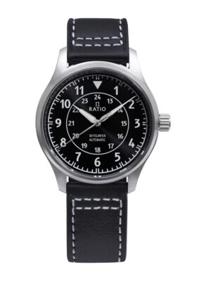 Ratio Skysurfer Pilot Black Sunray Dial Leather Automatic RTS314 200M Men's Watch