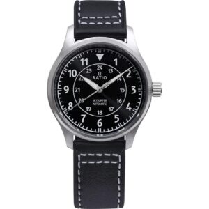Ratio Skysurfer Pilot Black Sunray Dial Leather Automatic RTS314 200M Men's Watch
