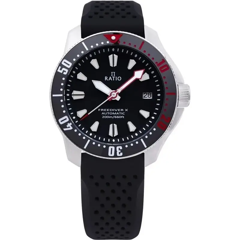 Ratio FreeDiver X Marine Black With Black Ceramic Inlay Automatic Diver RTX001 200M Men's Watch