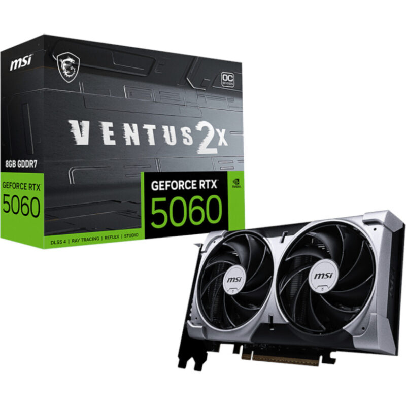 RTX5060VENTUS2XOC8G_MSI-GF-RTX-5060-VENTUS-2X-OC-8GB_wr_01 MSI GeForce RTX 5060 VENTUS 2X OC 8GB GDDR7 Graphics Card