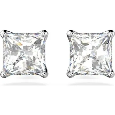 Swarovski Stilla Attract Rhodium Plated And Zirconia Studd Earrings 5430365 For Women