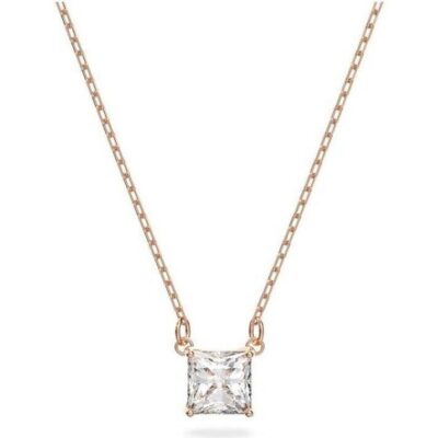 Swarovski Stilla Attract Clear Crystals And Rose Gold Tone Necklace 5510698 For Women
