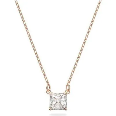 Swarovski Stilla Attract Clear Crystals And Rose Gold Tone Necklace 5510698 For Women