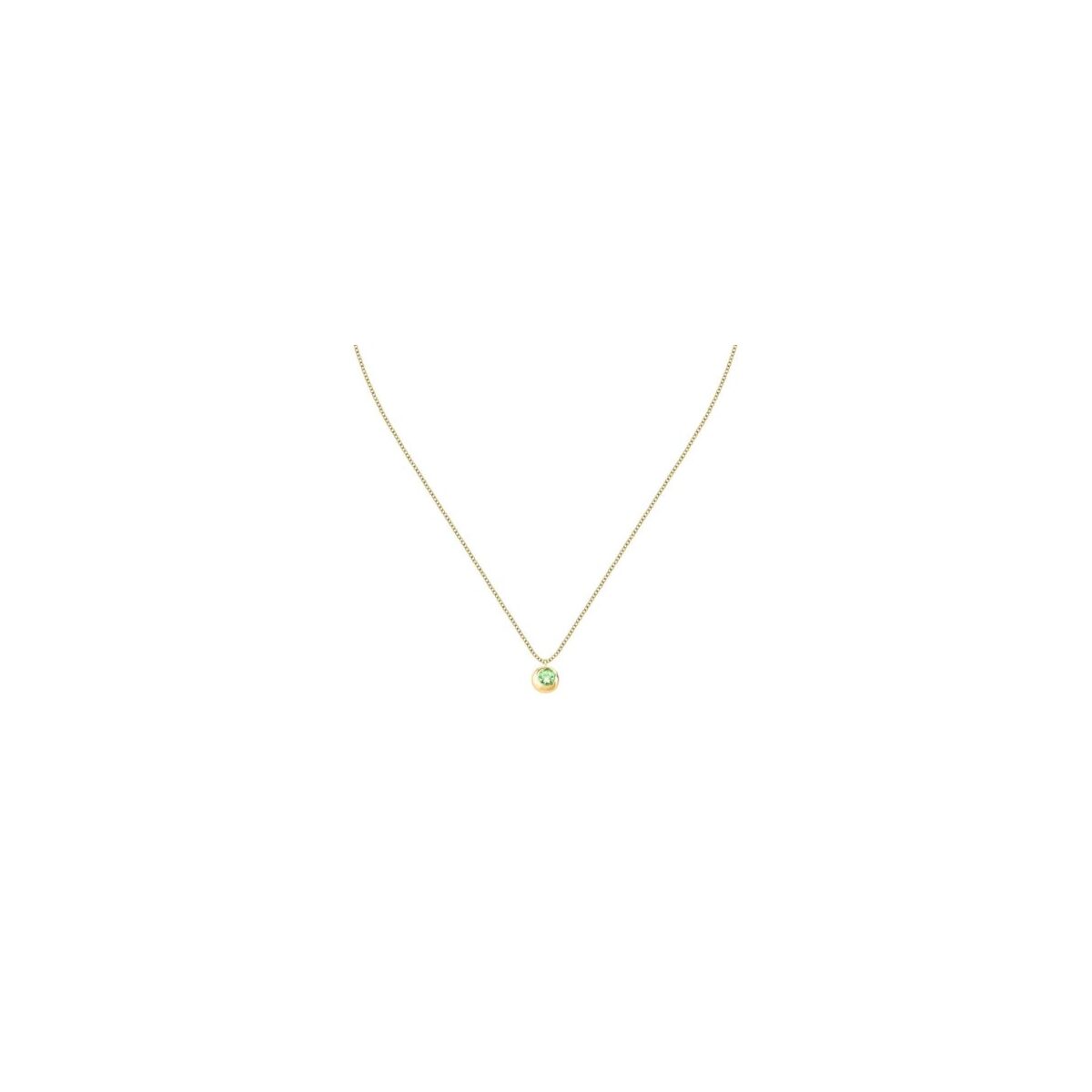 Morellato Tesori 925 Silver Gold Tone And Green Necklace SAXN05 For Women's
