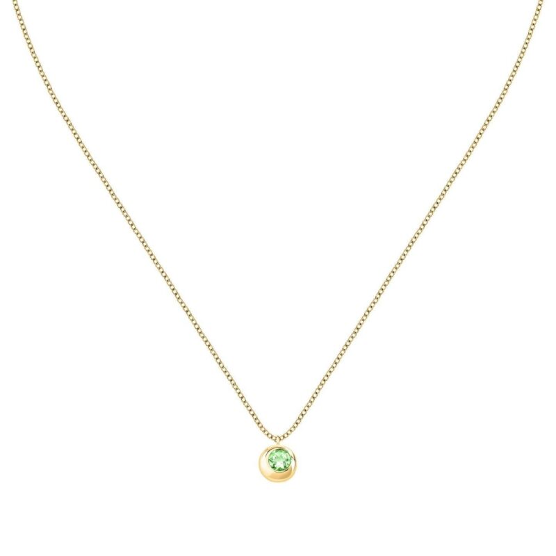 Morellato Tesori 925 Silver Gold Tone And Green Necklace SAXN05 For Women's