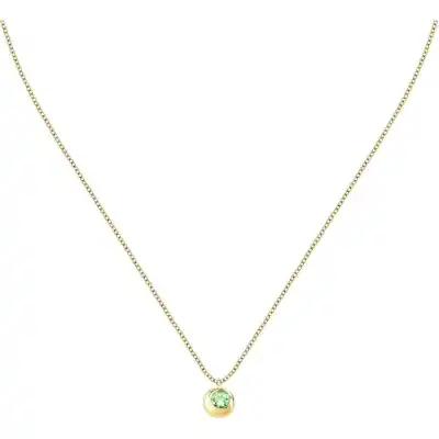 Morellato Tesori 925 Silver Gold Tone And Green Necklace SAXN05 For Women's