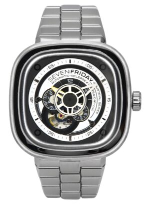 Sevenfriday P-Series NFC Black And White Open Heart Dial Automatic P1B/01M SF-P1B-01M Men's Watch