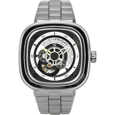Sevenfriday P-Series NFC Black And White Open Heart Dial Automatic P1B/01M SF-P1B-01M Men's Watch