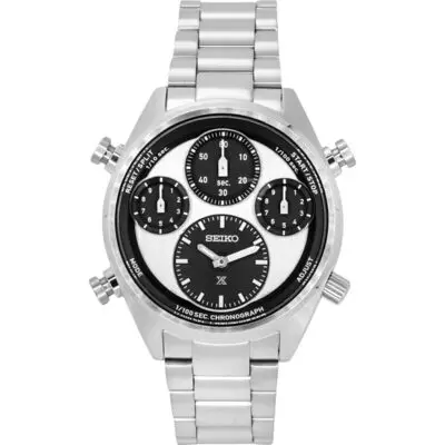 Seiko Prospex Speedtimer Panda Chronograph Stainless Steel White Dial Solar SFJ001P1 100M Men's Watch