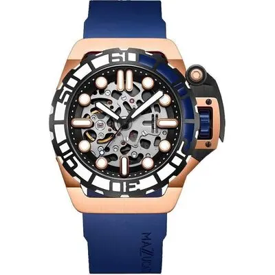 Mazzucato RIM Sub Blue And Rose Gold Skeleton Dial Automatic Dive SK2-RG 100M Men's Watch