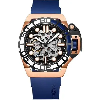 Mazzucato RIM Sub Blue And Rose Gold Skeleton Dial Automatic Dive SK2-RG 100M Men's Watch