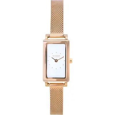 Skagen Hagen Micro Rose Gold Tone Stainless Steel White Dial Quartz SKW3148 Women's Watch