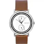 Skagen Signatur Leather Strap Multifunction Cream Dial Quartz SKW6942 Men's Watch
