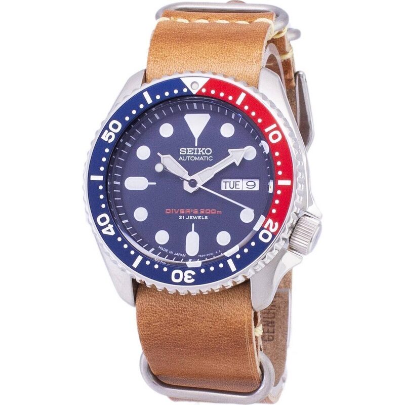 Seiko Automatic Skx009j1-var-ls18 Diver's 200m Japan Made Brown Leather Strap Men's Watch Seiko Automatic Skx009j1-var-ls18 Diver's 200m Japan Made Brown Leather Strap Men's Watch