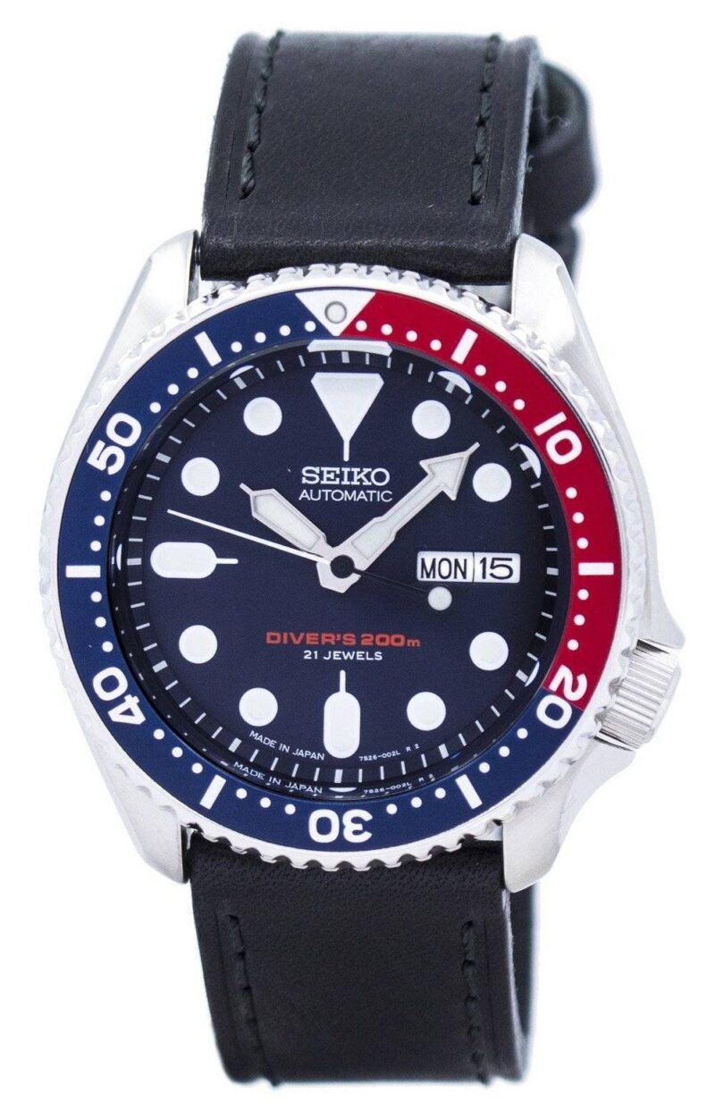 Seiko Automatic Diver's Black Leather SKX009J1-var-LS8 200M Men's Watch Seiko Automatic Diver's Black Leather SKX009J1-var-LS8 200M Men's Watch