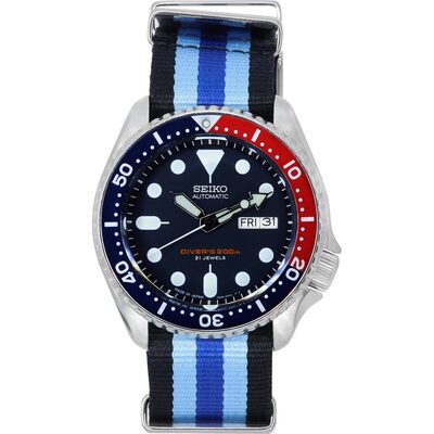 Seiko Blue Dial Automatic Diver's Skx009j1-var-nato20 200m Men's Watch