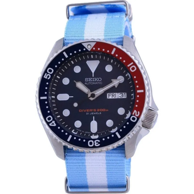 Seiko Automatic Diver's Polyester Japan Made Skx009j1-var-nato24 200m Men's Watch