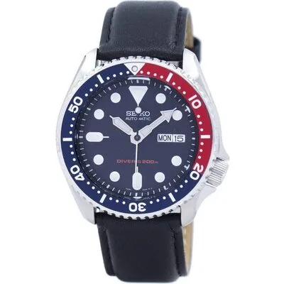Seiko Automatic Diver's Black Leather SKX009K1-var-LS10 200M Men's Watch