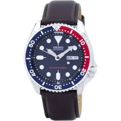 Seiko Automatic Diver's Dark Blue Dial Brown Leather SKX009K1-var-LS11 200M Men's Watch